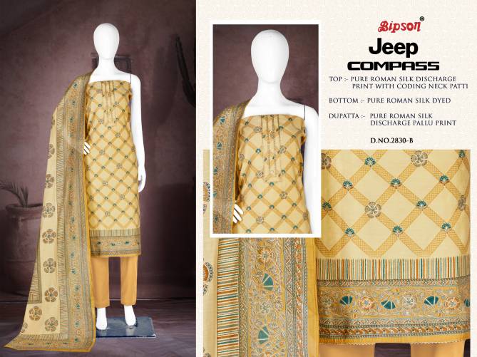 Jeep Compass 2830 By Bipson Roman Silk Printed Printed Dress Material Wholesale Price In Surat